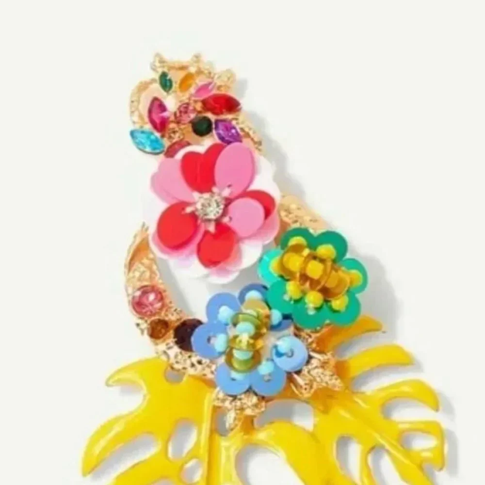 New! Zara Tropical Leaves Drop Earrings